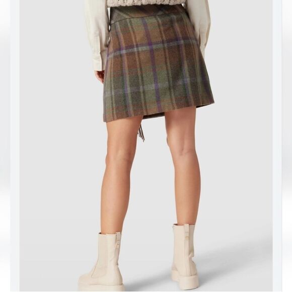 Lauren Ralph Lauren Plaid Fringe Trim Tweed Mini Skirt Size 6-12 - Picture 2 of 9
